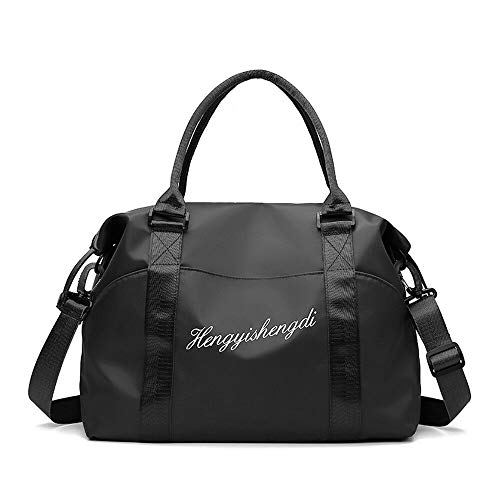 E-WOR Bolsa de Deporte para Gimnasio, Impermeable, para Yoga, para Mujeres y Hombres, Bolsa de Viaje de 40 L, Bolsa de Hombro con Bolsillo seco húmedo Negro Negro Small