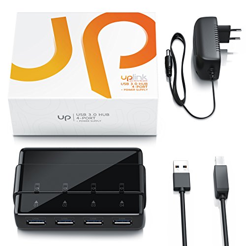 CSL – aktiver 4 Port USB 3.0 Hub / Verteiler mit Netzteil | Datenhub für PC / MAC / Notebook / Ultrabook / Tablet PC | bis zu 5 Gbit/s - 4