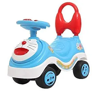 Chigs Fashion Plastic New Ride on Toy Doraemon Cartoon Rider Ride On Baby Car for Kids Push Rider Scooter with Music (Blue)