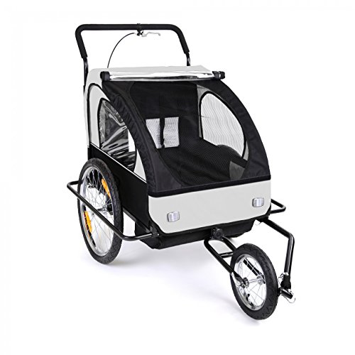 SAMAX Fahrradanhänger Jogger 2in1 Kinderanhänger Kinderfahrradanhänger Transportwagen vollgefederte Hinterachse für 2 Kinder - 8