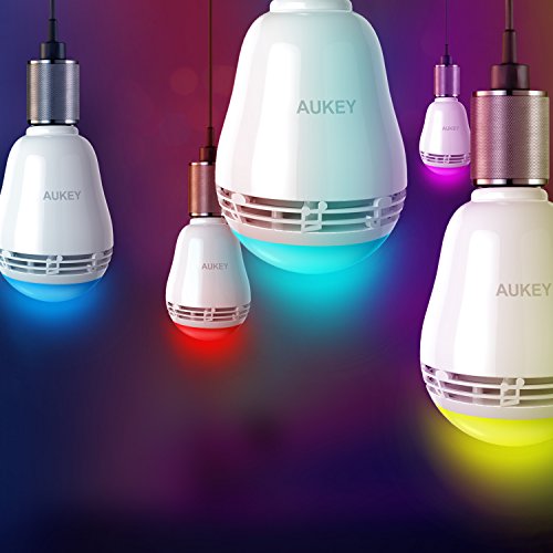 AUKEY Bluetooth Lautsprecher und LED Glühbirne mit Fernbedienung, 12W, dimmbare RGB Lampe für entspannten Musikgenuß, Memory-Funktion, 650LM, E27 Fassung Weiß (LT-BS1) - 5
