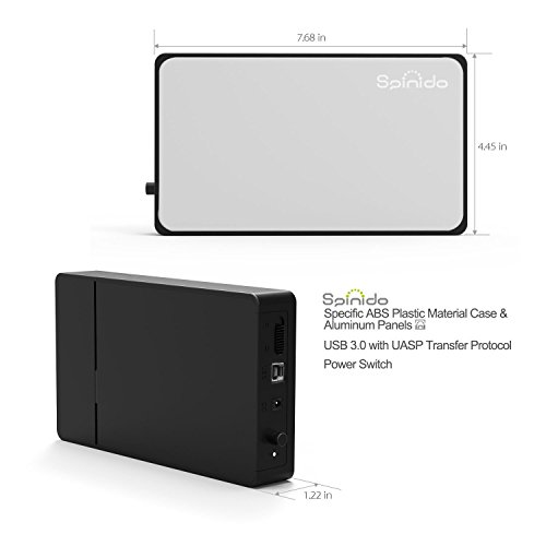 UASP Mode Festplattengehäuse, Spinido® USB 3.0 & 2.0 Aluminium Externes Festplatten Gehäuse Optimiert für 3.5″ SATA III HDD mit USB 3.0 Kabel, Tool-free ( werkzeuglose Installation ) Kompatibel mit Windows 98SE / ME / 2000 / XP /Vista / 7 / 8, Mac OS 9.0 usw. ( Silber ) - 4