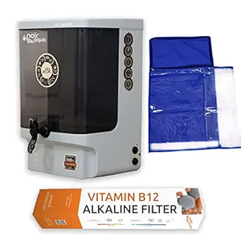 Noir Aqua Jade RO Water Purifier with B12 Alkaline Filter RO + UV + UF + TDS Control + Pre Filter + Protection Cover & Accessories, RO Water Filter System for home 10 Ltrs, 8 Stage (Gray Black)