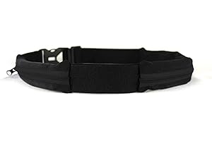 Ceinture Boa L'Original Sac Banane - 2 Poches Ultra Extensibles - Sport, Course a Pied, Jogging, Equitation, Fitness, Voyage, Randonnée -Range Telephone, Gourde, Anti Pick-Pocket Belt (Noir, M/L)