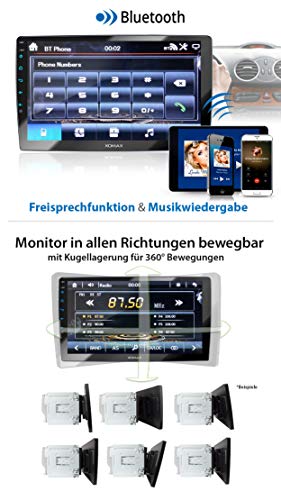 XOMAX XM-2V1004 Autoradio mit verstellbarem XXL Touchscreen Bildschirm (10" / 25 cm) I Mirrorlink I Bluetooth I Anschlüsse für externes Mikrofon und Rückfahrkamera I RDS I USB I 2 DIN – Bild 3