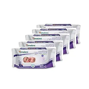 Himalaya Baby Care Soothing Baby Wipes, 72 Count (Buy 4 Get 1 Free)