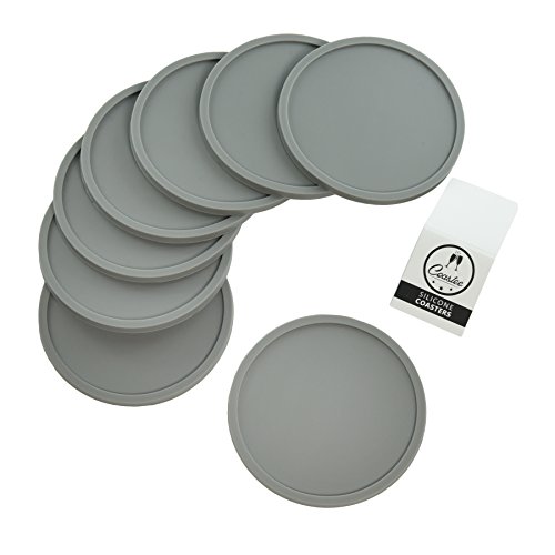 Coastee Silikon-Untersetzer - 8 Stück, grau, Glasuntersetzer-Set für Bar, Wohnzimmer, Küche