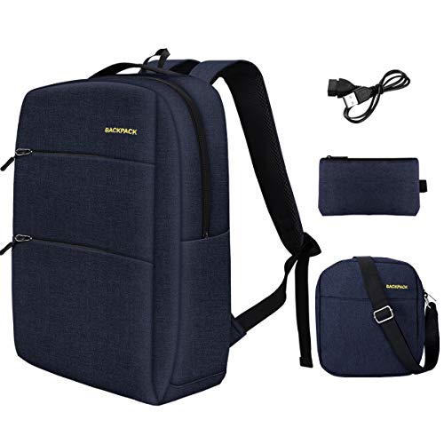 PUREBOX Laptop Rucksack Herren Schulrucksack 17,3 Zoll Wasserdicht Business Rucksack Anti-Diebstahl Rucksack Tasche für Herren mit USB-Ladeanschluss und Kopfhörerschnittstelle,45L (Blau 3PCS)