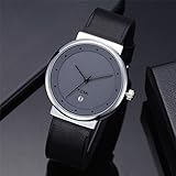 Sansee Herren PU-Leder Armbanduhr Herr Bussiness Retro Transparent Design Uhren Mode Lässig Geschenkuhr Jugend Armbanduhr (C)