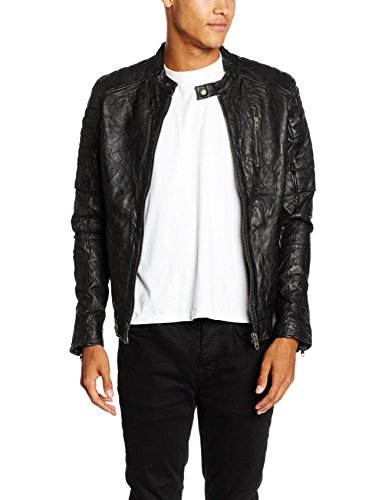 JACK & JONES VINTAGE Herren Lederjacke Jacke Jjvrichard Lamb Leather Jacket Noos,, Gr. X-Large, Schwarz (Black Fit:Slim Fit)