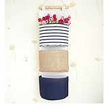1. material: algodón y lino La bolsa de lino bolsillos colgantes para puerta de la pared del organizador del almacenaje Armario Tidy Decoraci-Tipo A Azul
