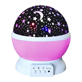 DITHIN Starry Night Light for Girls, Rotating Star Projector Night Light Party Favor Bedroom Decoration Stars Galaxy Lamp , Pink , Pack of 1