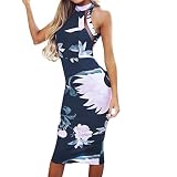 Xmiral Mujeres Vestidos Bodycon Midi, Cuello Halter con Estampado Floral,...