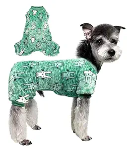 Topkins Pet Clothes Thick Comfy Velvet Jumpsuit for Dog Winter Pajamas for Dog Cat Apparel Light Green.