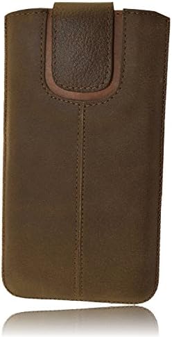 Genuine Real Cowhide Leather Pouch Case Cover Sleeve Slip-In Pull Tab Samsung Galaxy S6