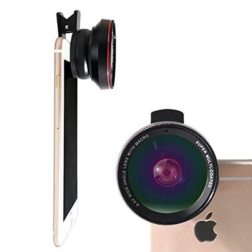 Clip-on-Phone-Lens-2-in-1-06x-Super-Ultra-Wide-Angle-Lens-125x-Macro-Lens-HD-For-Cell-Phone-Apple-iPhone-Android-Phone-iPad-Samsung-HTC-Nokia-Sony-Smartphones-Aluminum-Alloy-Optical-Glass-black-by-LC-