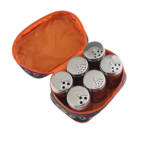 BrilliantDay Set von 6 Edelstahl Gewürzdosen Salz Pfeffer Spice Shaker Gewürz Topf mit Tasche - 4