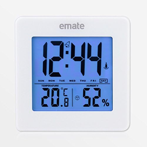 Clock Digital Countdown Timer Alarm Household Electronic Clock Backlit Indoor Mute Alarm Clock Electronic Kitchen Bathroom Stopwatch Hygrometer Alarm Clock 93MM ( Color : White )
