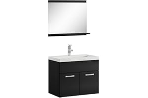 Badplaats B.V. Mobile da Bagno Montreal 02 60cm Nero Lucido - Armadio mobiletto lavabo Mobili Armadietto