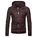 Produktbild LIMITA Herren Herbst & Winter Lederjacke Biker-Jacke Motorradjacke mit Reißverschluss Outwear Hoodie Mäntel Gefälschte Zwei Stück Kapuzenjacken Winddichte Jacke