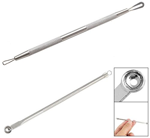 Premium Quality Face Facial Skin Care Set Kit of 2 Eye Hole Blackheads Removers Acne Pimples Extractors Tools By VAGA®