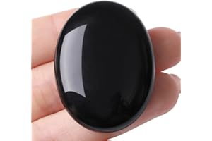 ‎AWARDSEN AWARDSEN Obsidian Kristall Schwarz Oval Heilkristalle, Schwarzer Natürlichen Edelstein Daumen Sorge Stein für Wiccan Lieferungen, Angst Stressabbau, Home Dekoration, Balancing Meditation