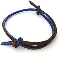 lässiges Freundschaftsband, Armband oder Fußband aus echtem Leder, dunkelbraun, blau, verstellbares Surferband