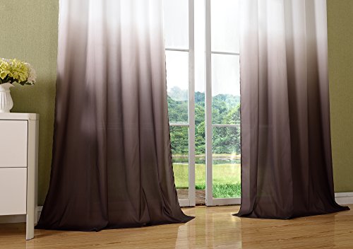 Schal blickdicht Vorhang Ösen Gardine Microsatin Farbverlauf Microfaser, 2 Stück 245×140, Braun, 204252 - 4