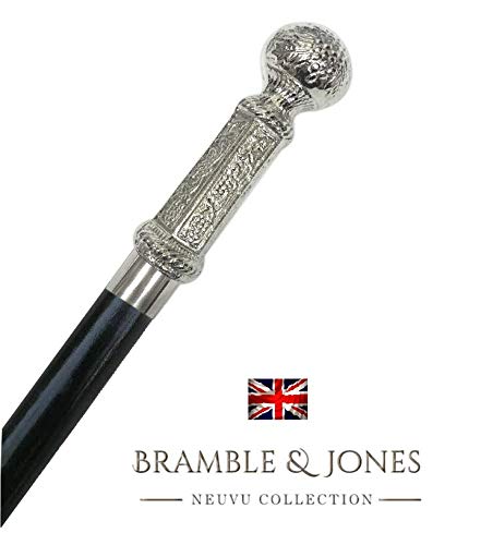 De madera sólida plateado Hidruro metálico de bastón con mango posee una contera de goma 90 cm