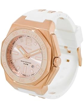 OTUMM Herren-Armbanduhr Sports Calendar 45 mm, roségold/weiß Analog Quarz Kautschuk 02186