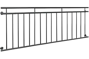 ECD Germany balkon francuski 225 x 90 cm | z 16 pretami wypelniajacymi | antracyt | matowy i chropowaty | wykonany ze stali lakierowanej proszkowo | balustrada balkonowa pretowa balustrada balkonowa