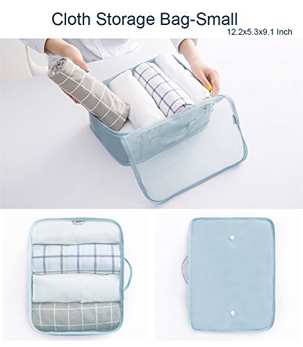 Belsmi Reise Kleidertaschen Set 8-teilig Reisetasche in Koffer Reisegepäck Organizer Kompression Taschen Kofferorganizer Mit Schuhbeutel (Weiß Flamingo) Katze Wald