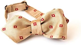 Bow Tie for Men in Silk, Adjustable size with Hook, Beige, Camel, Red, One size