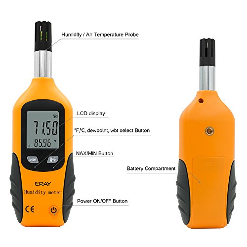Sunray Psychro-, Thermo- und Hygrometer, Digital Temperatur und Luftfeuchtigkeit Meter, Thermo- und Hygrometer mit Taupunkt und Feuchtigkeitskugel - 3