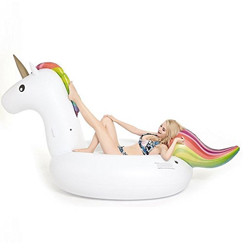 Giant Inflatable Unicorn Pool Float, PVC Outdoor Lounge Swimming Pool Large Toy for Adults & Kids (S - 78.7 x 35.4 x 39.4 Inch)