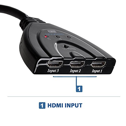 deleyCON HDMI Switch Verteiler 3 Port Automatisch – 3D Ready bis 1080p – inkl. Umschaltknopf – [3x IN / 1x OUT] - 5
