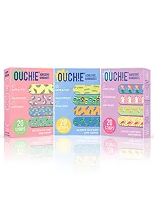 Aya Papaya Ouchie Non-Toxic Printed Triple Combo (3 X 20= 60 Pack) - Pink, Blue & Lavender