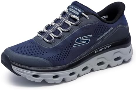 Skechers Glide-Step Sole Hands Free Slip-in, Scarpe da Ginnastica Uomo, Navy Textile/Synthetic/Trim, 42.5 EU