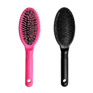 Loop Wig Brush Akamino Hair Extension Brush - Detangler Brush for 100% Remy Human and Synthetic Hair, Pink and Black - 2 Pieces