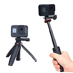 Yantralay Compatible with Ulanzi MT-09 Shorty Tripod Monopod, Selfie Stick Stand for Go Pro Hero 9/8/7/6, SJCAM, All Other Action Cameras, Vlogging Accessories