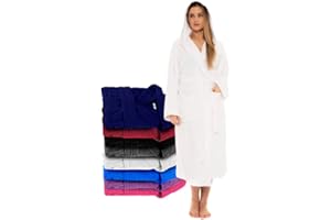 CICK Towelling Robe Premium Cotton Women and Mens Dressing Gowns Hooded Bathrobe Spa Bath Towel Robe