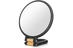 ALANTOP 40X Magnifying Hand Mirror with Handle, Dual-Sided 40X/1X Magnification, Travel-Friendly, Portable Foldable for Makeup, Precision Beauty (Black)