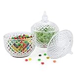 🎯 [Bomboneras de Cristal] Hecho a mano de vidrio transparente brillante sin plomo de calidad, este magnífico plato de dulces con tapa atrapa y refleja la luz para un efecto sorprendente, perfecto para entretener a amigos y familiares.