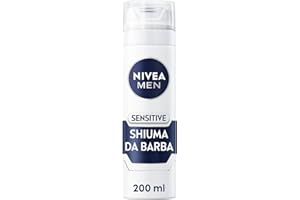NIVEA MEN Sensitive Schiuma da Barba in Confezione da 6 x 200 ml, Schiuma Barba Arricchita con Combinazione di Camomilla e Hamamelis, Rasatura della Barba Senza Irritazioni