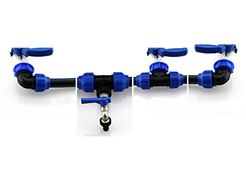 IBC Tankverbindungsset 3 IBC Tanks DN 32 Auslauf 3/4" Kugelauslaufhahn