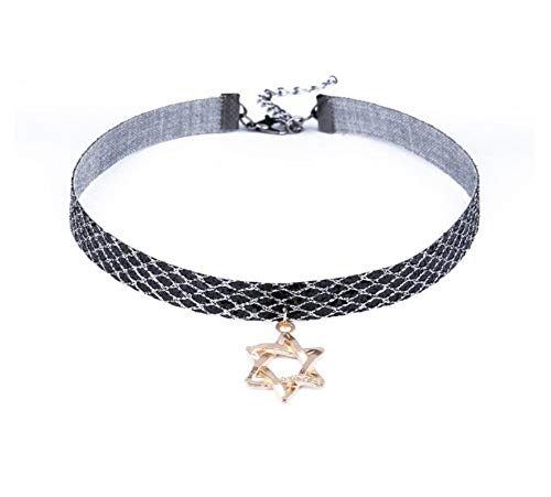 Preisvergleich Produktbild XZZZBXL Damen Halskette Schlangenhaut Band Davidstern Anhänger Choker Halskette Frauen Halsketten Aussage Halskette Schmuck Halskette