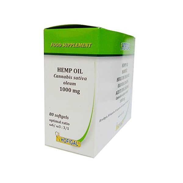 Hemp Oil 1000mg, Pure Cold Pressed Oil, 80 softgel Capsules, English Instructions Inside