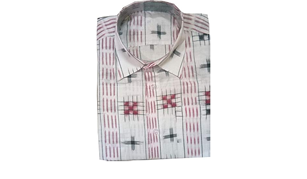 Buy SAMBALPURI SHIRT WHITE MAROON SIZE 