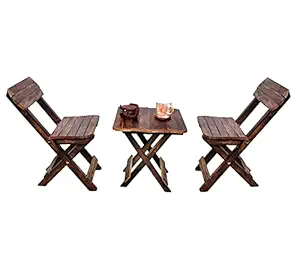 HAUNA Enterprises Handicrafts Beautiful Wooden 100% Good Antique Folding Chair & Table Set for Kids for Home Decoration Living Room Small Chair and Table Home Decor (2. Chair & 1. Table Set)