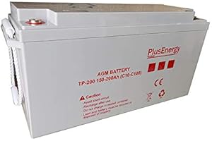 PLUSENERGY WCCSOLAR Batteria AGM 12 V, capacità 150 Ah-200 Ah-250 Ah, cicli profondi, uso per gruppo solare (200 Ah AGM)